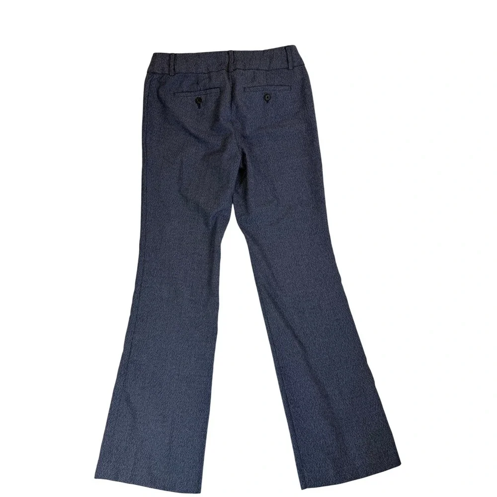 Loft Marisa Trouser Pants Blue White Textured Straight Leg Workwear- Women's 0